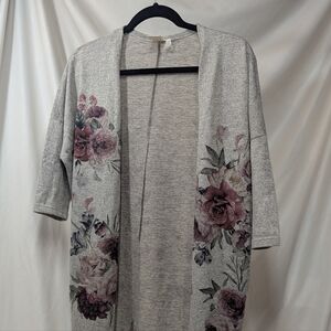Floral Gray Open Cardigan